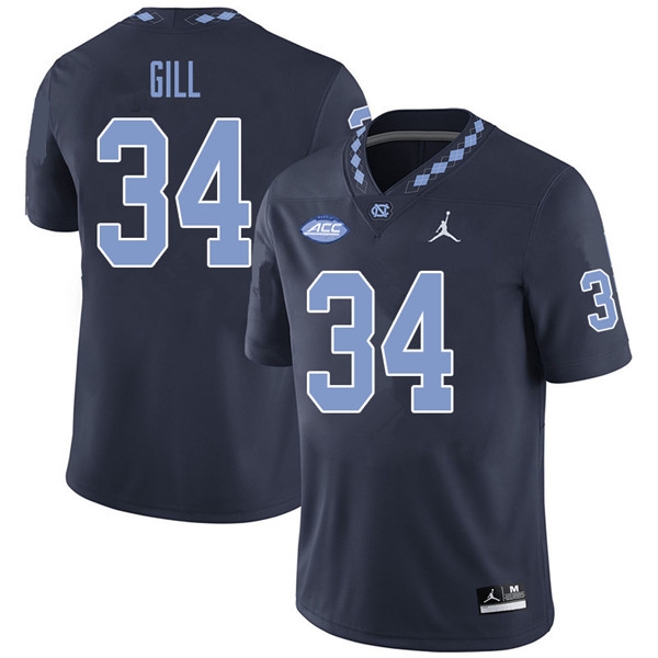 Jordan Brand Men #34 Xach Gill North Carolina Tar Heels College Football Jerseys Sale-Navy